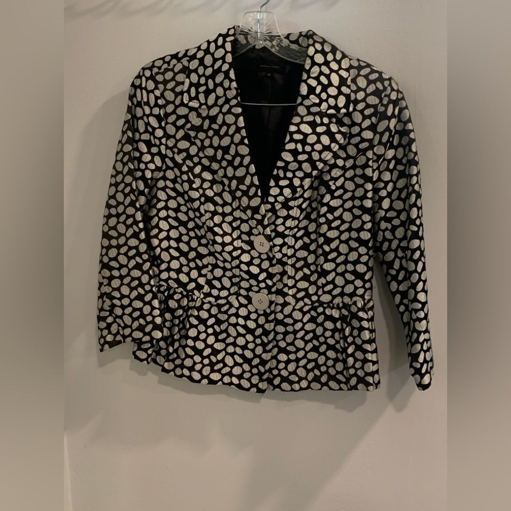 Chic Black Lined Beautiful Patterned Women's Blazer Classic Design